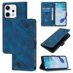 For OPPO Reno14 Pro 5G Global Skin-feel Embossed Leather Phone Case(Blue)