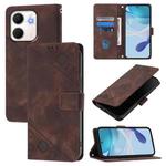 For OPPO A5x 4G Global / 5G Global Skin-feel Embossed Leather Phone Case(Brown)