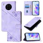 For Huawei Nova 8i Skin Feel Embossed Leather Phone Case(Light Purple)