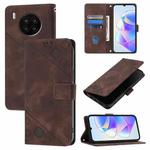 For Huawei Nova 8i Skin Feel Embossed Leather Phone Case(Brown)