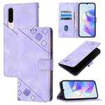 For Huawei P30 Skin Feel Embossed Leather Phone Case(Light Purple)