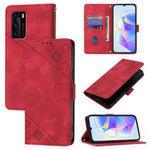 For Huawei P40 Skin Feel Embossed Leather Phone Case(Red)