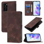 For Huawei P40 Skin Feel Embossed Leather Phone Case(Brown)