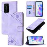 For Huawei P40 Pro Skin Feel Embossed Leather Phone Case(Light Purple)