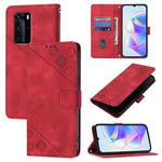 For Huawei P40 Pro Skin Feel Embossed Leather Phone Case(Red)
