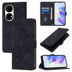 For Huawei P50 Skin Feel Embossed Leather Phone Case(Black)