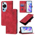 For Huawei P60 Art Skin Feel Embossed Leather Phone Case(Red)