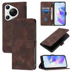 For Huawei Pura 70 Skin Feel Embossed Leather Phone Case(Brown)