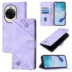 For Huawei nova 14 5G Skin Feel Embossed Leather Phone Case(Light Purple)