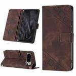 For Google Pixel 8 Pro Skin-feel Embossed Leather Phone Case(Brown)
