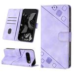 For Google Pixel 9 Pro Skin-feel Embossed Leather Phone Case(Light Purple)
