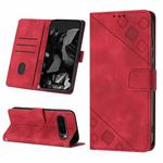 For Google Pixel 9 Pro Skin-feel Embossed Leather Phone Case(Red)