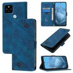 For Google Pixel 5 XL / Pixel 4a 5G Skin-feel Embossed Leather Phone Case(Blue)