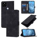 For Google Pixel 5 XL / Pixel 4a 5G Skin-feel Embossed Leather Phone Case(Black)