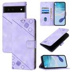 For Google Pixel 6 Skin-feel Embossed Leather Phone Case(Light Purple)