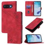 For Google Pixel 9a Skin-feel Embossed Leather Phone Case(Red)