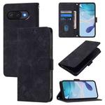 For Google Pixel 9a Skin-feel Embossed Leather Phone Case(Black)