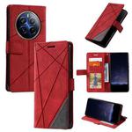 For Realme 12 Pro+ Skin Feel Splicing Leather Phone Case(Red)