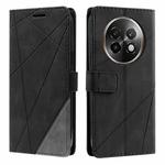 For Realme 13+ Skin Feel Splicing Leather Phone Case(Black)