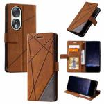 For Honor 90 Skin Feel Splicing Leather Phone Case(Brown)