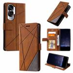 For Honor 90 Lite Skin Feel Splicing Leather Phone Case(Brown)