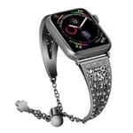 For Apple Watch Series 7 45mm / 6 & SE & 5 & 4 44mm / 3 & 2 & 1 42mm Flower Pattern Adjustable B Style Wrist Strap(Black)