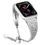 For Apple Watch Series 7 45mm / 6 & SE & 5 & 4 44mm / 3 & 2 & 1 42mm Flower Pattern Adjustable B Style Wrist Strap(Silver)