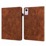 For Xiaomi Redmi Pad SE Peacock Embossed Pattern Leather Tablet Case(Brown)