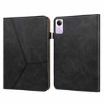For Xiaomi Redmi Pad SE Solid Color Stripe Embossed Leather Tablet Case(Black)