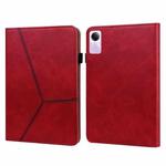 For Xiaomi Redmi Pad SE Solid Color Stripe Embossed Leather Tablet Case(Red)
