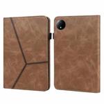 For Xiaomi Redmi Pad SE 8.7 Solid Color Stripe Embossed Leather Tablet Case(Brown)