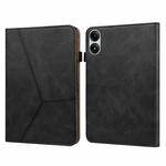 For Xiaomi Redmi Pad Pro 12.1 Solid Color Stripe Embossed Leather Tablet Case(Black)