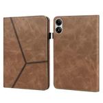 For Xiaomi Redmi Pad Pro 12.1 Solid Color Stripe Embossed Leather Tablet Case(Brown)