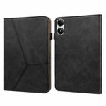 For Xiaomi Poco Pad 12.1 Solid Color Stripe Embossed Leather Tablet Case(Black)