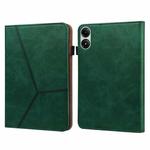 For Xiaomi Poco Pad 12.1 Solid Color Stripe Embossed Leather Tablet Case(Green)