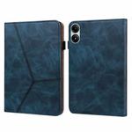 For Xiaomi Poco Pad 12.1 Solid Color Stripe Embossed Leather Tablet Case(Blue)