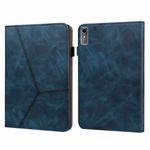 For Lenovo Xiaoxin Pad Pro 12.7 Solid Color Stripe Embossed Leather Tablet Case(Blue)