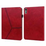 For Lenovo Xiaoxin Pad Pro 12.7 Solid Color Stripe Embossed Leather Tablet Case(Red)