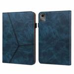 For Lenovo Tab M11 / Xiaoxin Pad 11 2024 Solid Color Stripe Embossed Leather Tablet Case(Blue)