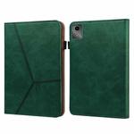 For Lenovo Tab M11 / Xiaoxin Pad 11 2024 Solid Color Stripe Embossed Leather Tablet Case(Green)