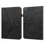 For Samsung Galaxy Tab A9 Solid Color Stripe Embossed Leather Tablet Case(Black)