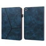 For Samsung Galaxy Tab A9+ Solid Color Stripe Embossed Leather Tablet Case(Blue)