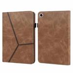 For Samsung Galaxy Tab A9+ Solid Color Stripe Embossed Leather Tablet Case(Brown)