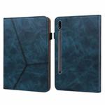 For Samsung Galaxy Tab S9+ / S9 FE+ Solid Color Stripe Embossed Leather Tablet Case(Blue)