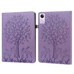 For Xiaomi Redmi Pad SE Tree & Deer Embossed Leather Tablet Case(Purple)