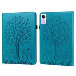 For Xiaomi Redmi Pad SE Tree & Deer Embossed Leather Tablet Case(Blue)