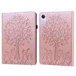 For Xiaomi Redmi Pad SE Tree & Deer Embossed Leather Tablet Case(Pink)