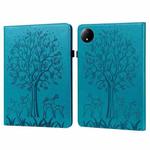 For Xiaomi Redmi Pad SE 8.7 Tree & Deer Embossed Leather Tablet Case(Blue)