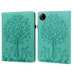 For Xiaomi Redmi Pad SE 8.7 Tree & Deer Embossed Leather Tablet Case(Green)