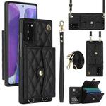 For Samsung Galaxy Note20 Crossbody Rhombic Horizontal Wallet Leather Phone Case(Black)